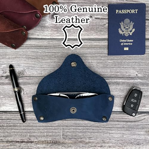 Image of Leather Glasses Case for Men - Vintage Rustic Belt Eyeglass Holder
