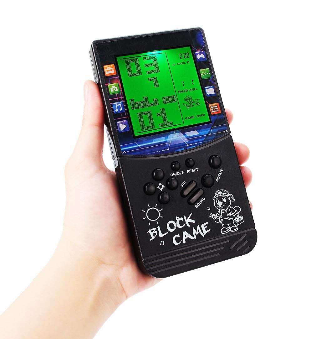 CZT Green light large screen Retro Brick game console built-in classic nostalgic puzzle 999 in 1 Block game room/outdoor/travel good partner children/student gifts (Black) - Image 4