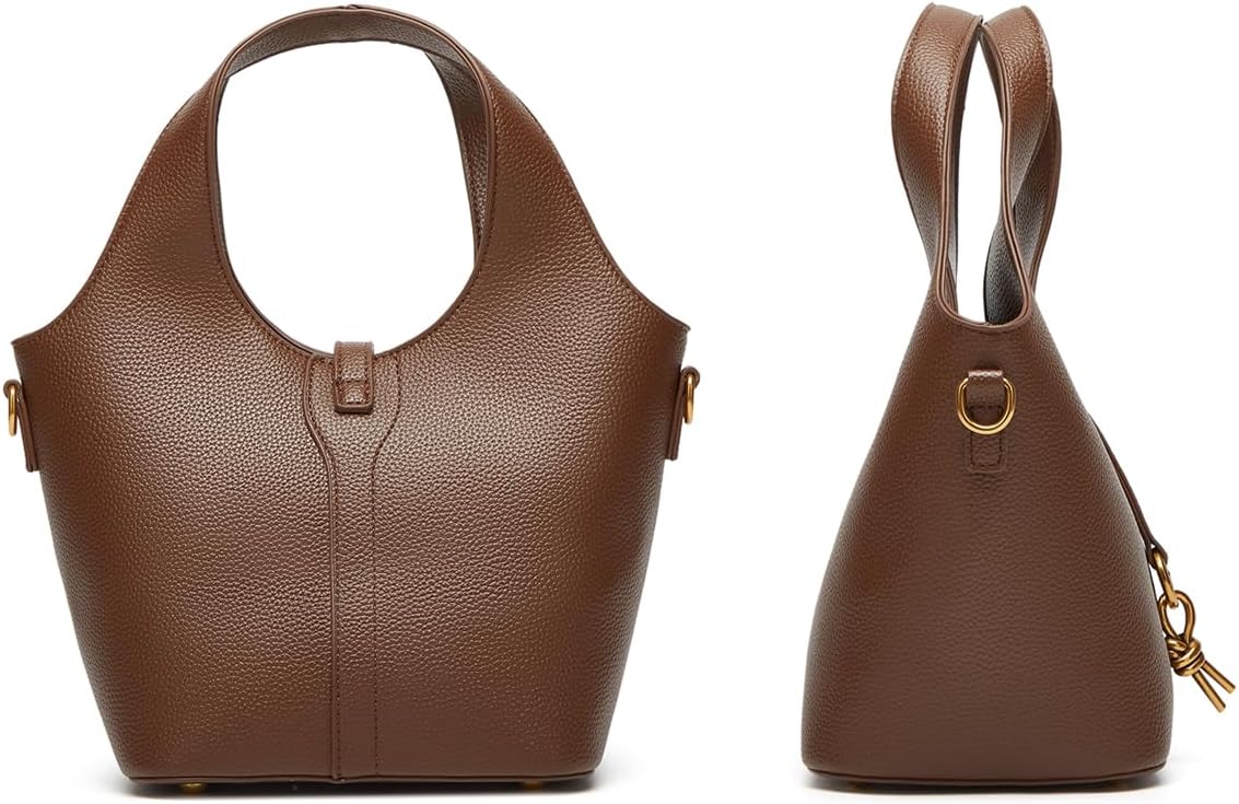 Women Bucket Bag PU Leather Hobo Bag Fashion Shoulder Crossbody Vintage Tote Small Handabg Purse - Image 3