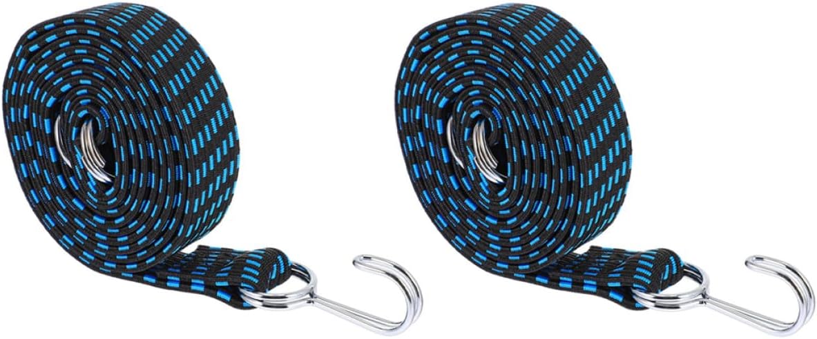Adjustable 2pcs Elastic Tie Down Cargo Belts 200cm with Hook for Auto Luggage Bundling and Camping Tie Straps