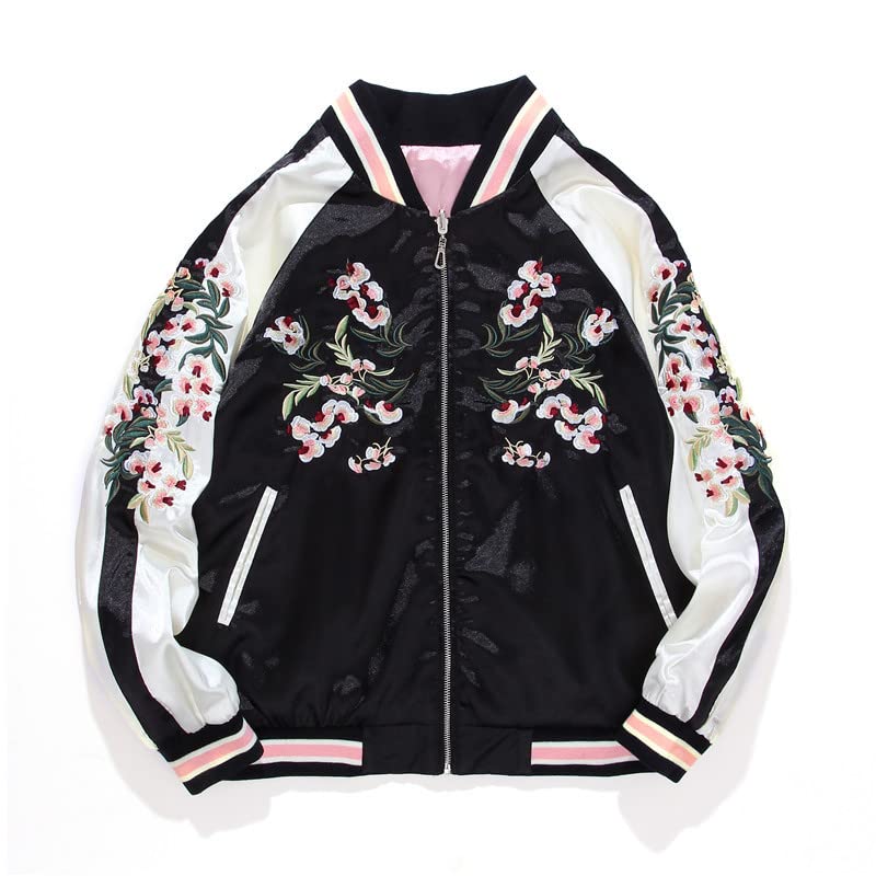 Amazon.com: Floral Satin Sukajan Harajuku Embroidery