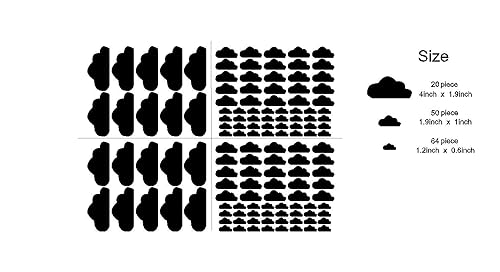 Miniatura 4 de Juego de 134 mini calcomanías de pared de nubes doradas, negras y blancas, calcomanías de pared de nube para guardería, decoración del hogar, patrón