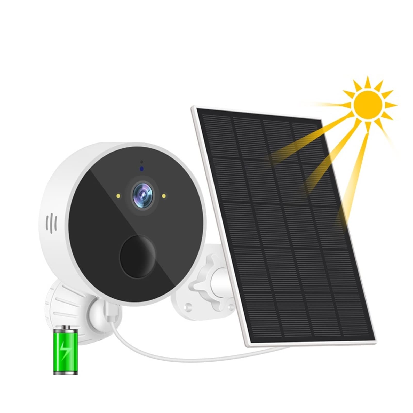 Telecamera WiFi Esterno, Telecamera Solare 1080P PIR Rilevamento Umano Sicurezza Videosorveglianza IP CCTV con Pannello Solare Ricarica Li-Batterie,Sicurezza, Antifurto(1080P No Card)