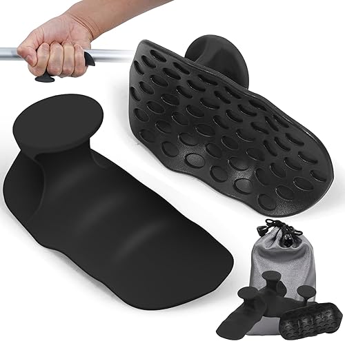4 empuñaduras ergonómicas de goma para levantamiento de pesas, guantes de entrenamiento para hombres y mujeres, almohadillas de agarre de mano para