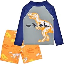 Boys Two Piece Rash Guard Swimsuits Sets Kids Long Sleeve Sunsuit Swimwear Sets