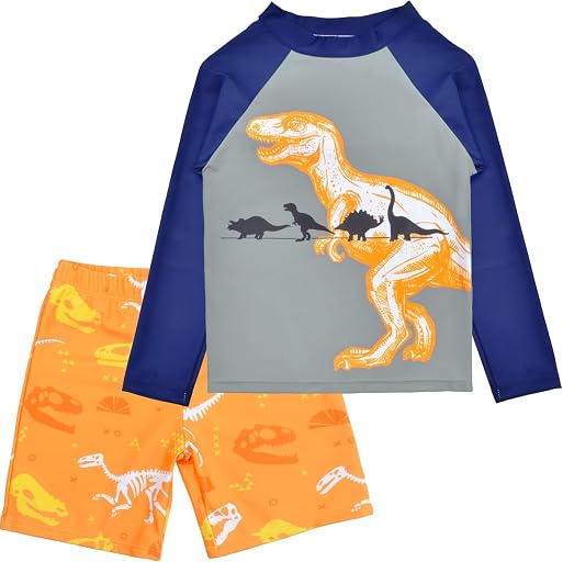 Sylfairy Boys Two Piece Rash Guard Swimsuits Sets Kids Long Sleeve Sunsuit Swimwear Sets