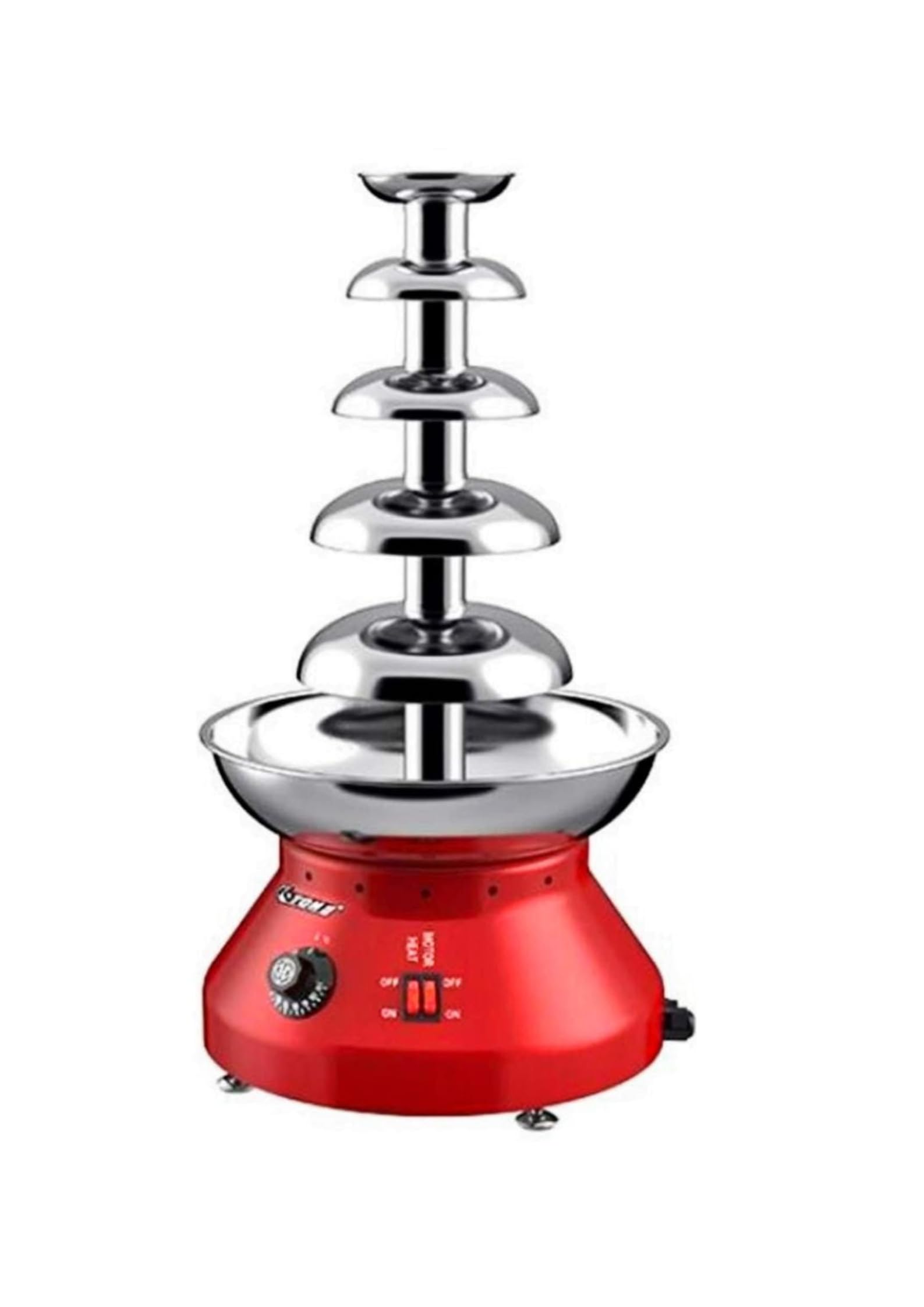 Shoppers Hub PNQ Electric Stainless Steel 5-Layer Chocolate Fountain with Vibrant Red Base, 60 cm Height, 250W Power, Perfect for Parties and Catering-image-19