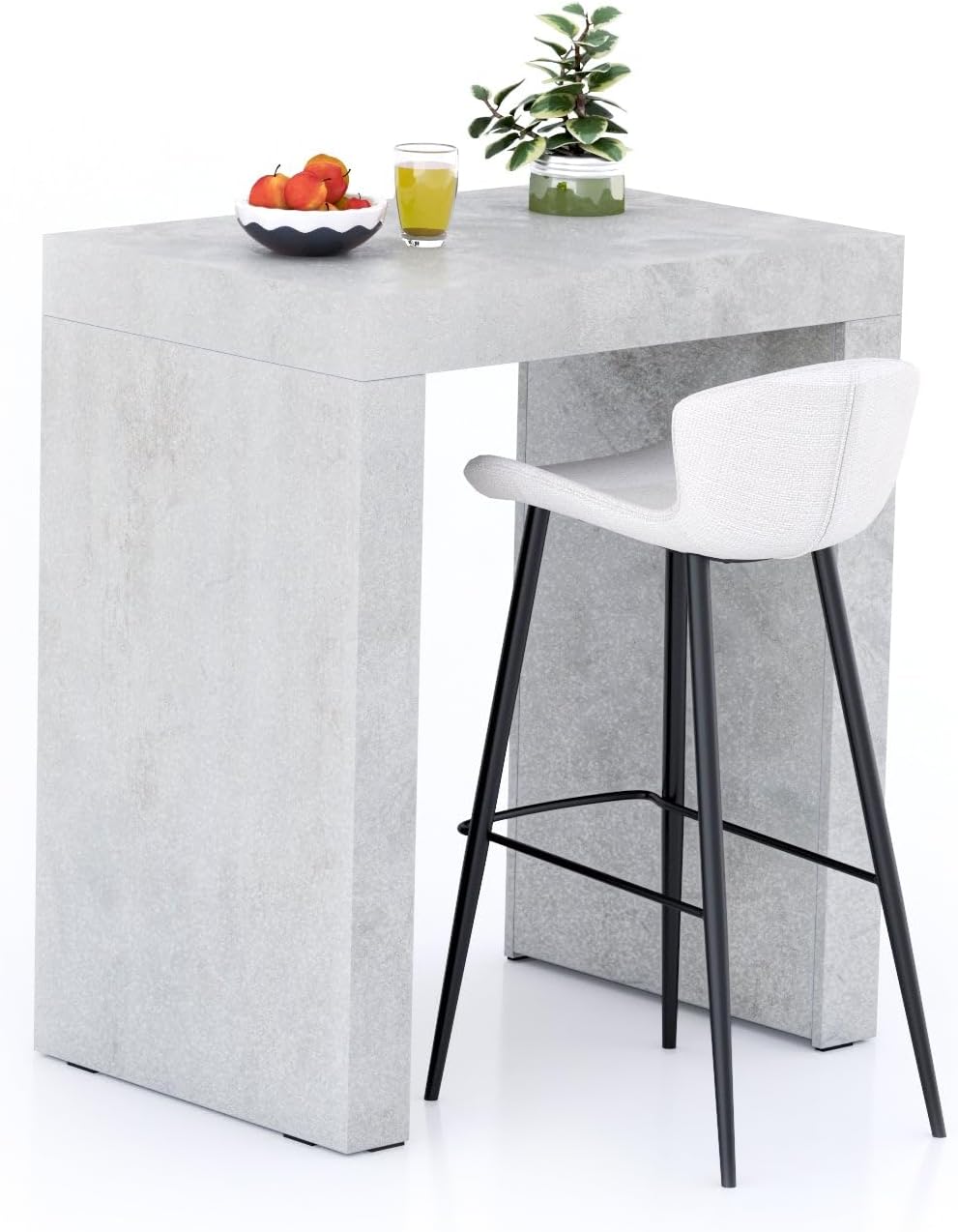 Mobili Fiver, Evolution High Table 35.4 x 23.6 in, Concrete Effect, Grey, Made in Italy