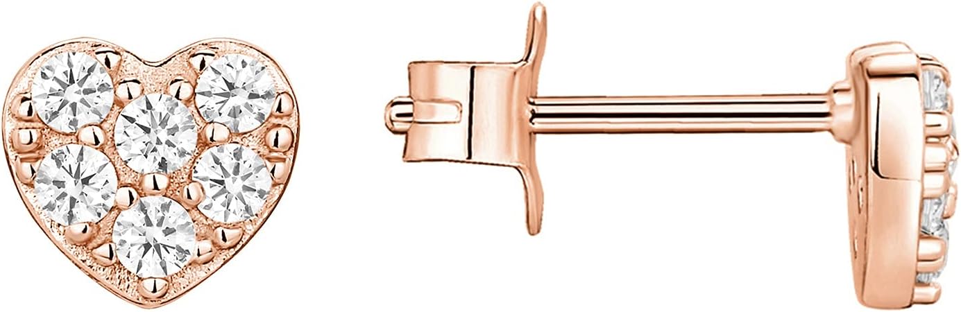 PAVOI 14K Gold Plated 925 Sterling Silver Stud Earrings for Women - Dainty Geometrical Bar Triangle Heart Earrings - Valentines Day Trendy Jewelry