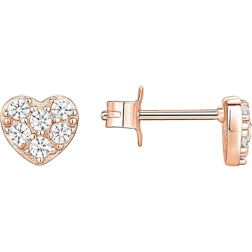 PAVOI 14K Gold Plated Sterling Silver Stud Earrings for Women | Dainty Geometrical Bar Triangle Heart Earrings