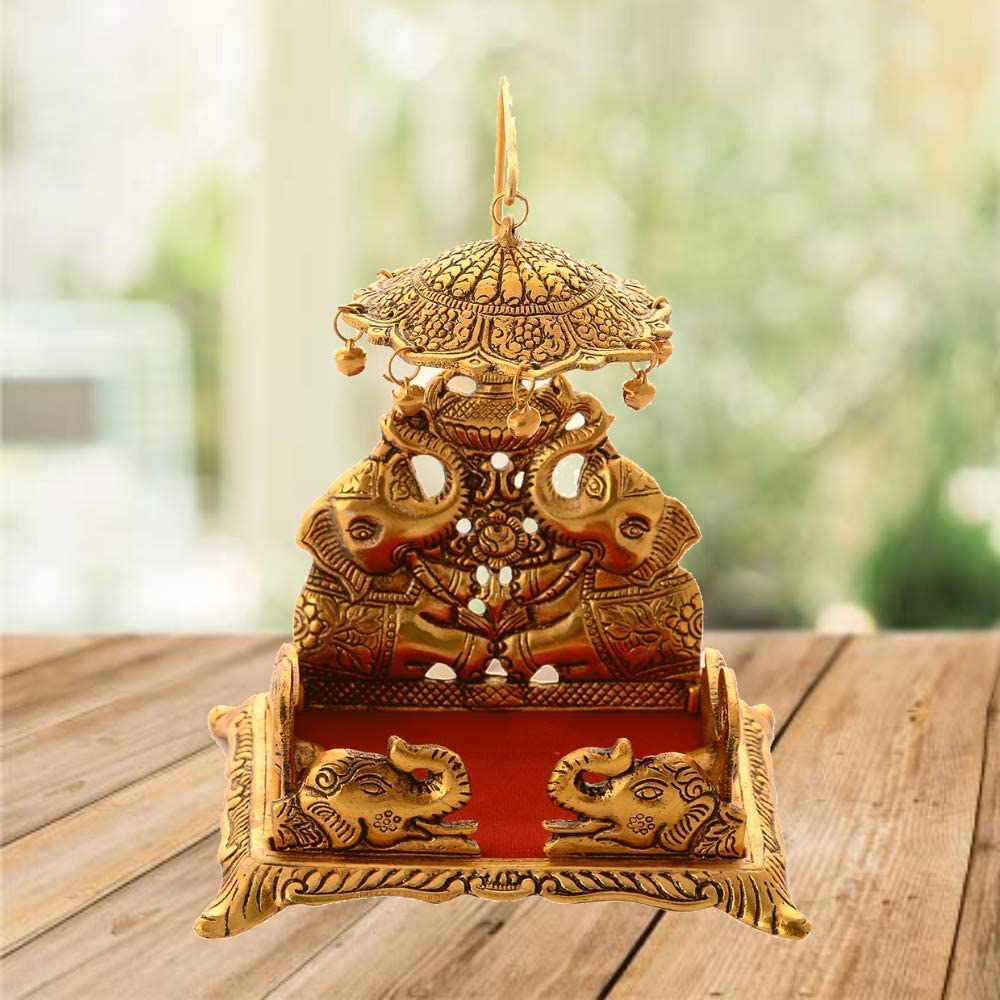 Denique Metal Sihasan for Krishna Ladoo Gopal/Laddu Bal Gopal, Religious Puja Gifts and Decor, Home Decor & Gifts Handcrafted Showpiece,Gold Colour.1 Pieace