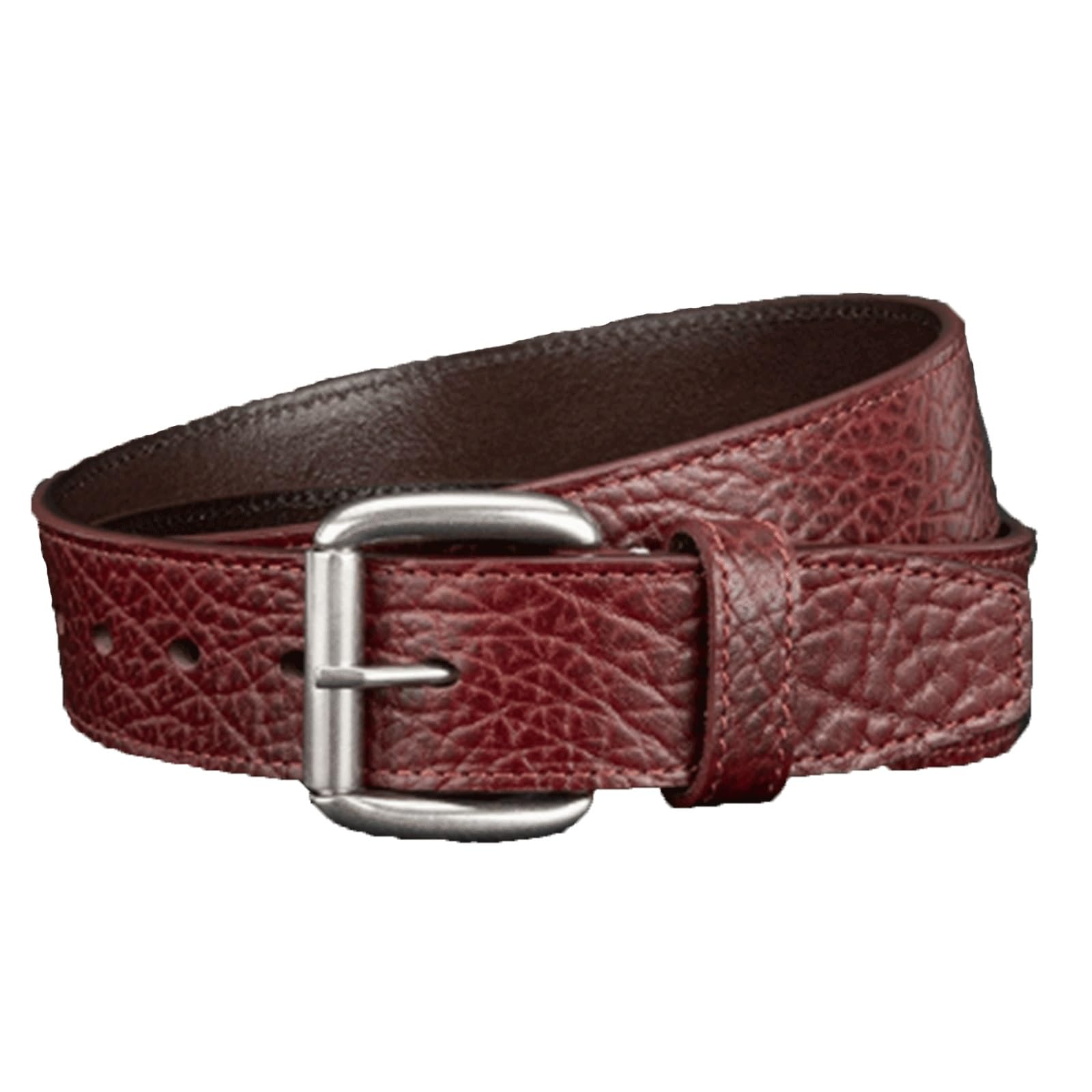 Krxsobnv Men's Reddish Brown Leather Belt, Handmade Belt Alloy Buckle For Dress Golf Jeans Pants Belts Leather(,130Cm)