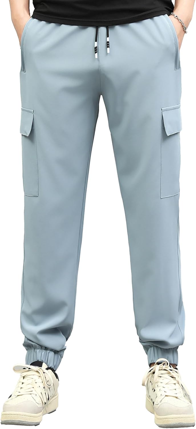 Boys Cargo Joggers Pants Outdoor Youth Quick Dry Hiking Pants Lightweight Athletic Pants with Zipper Pockets