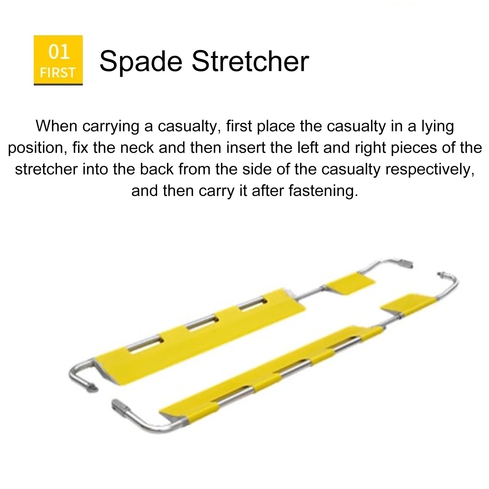 Brancard pliable, planche dorsale réglable de 162 à 210 cm de long, brancard d'ambulance d'une capacité de 350 livres, transport médical d'urgence for les patients