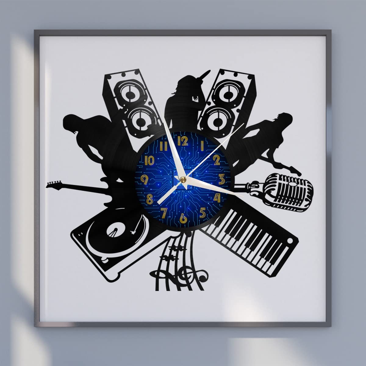 Horloge murale silencieuse pour salon design musique de groupe en vinyle