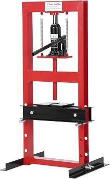 Hydraulic Press 6 Ton, H-Frame Shop Press with Adjustable Worktable & Steel Plates, for Bearing Removal, Metal Bending, Auto and Home Mechanics Use, Red