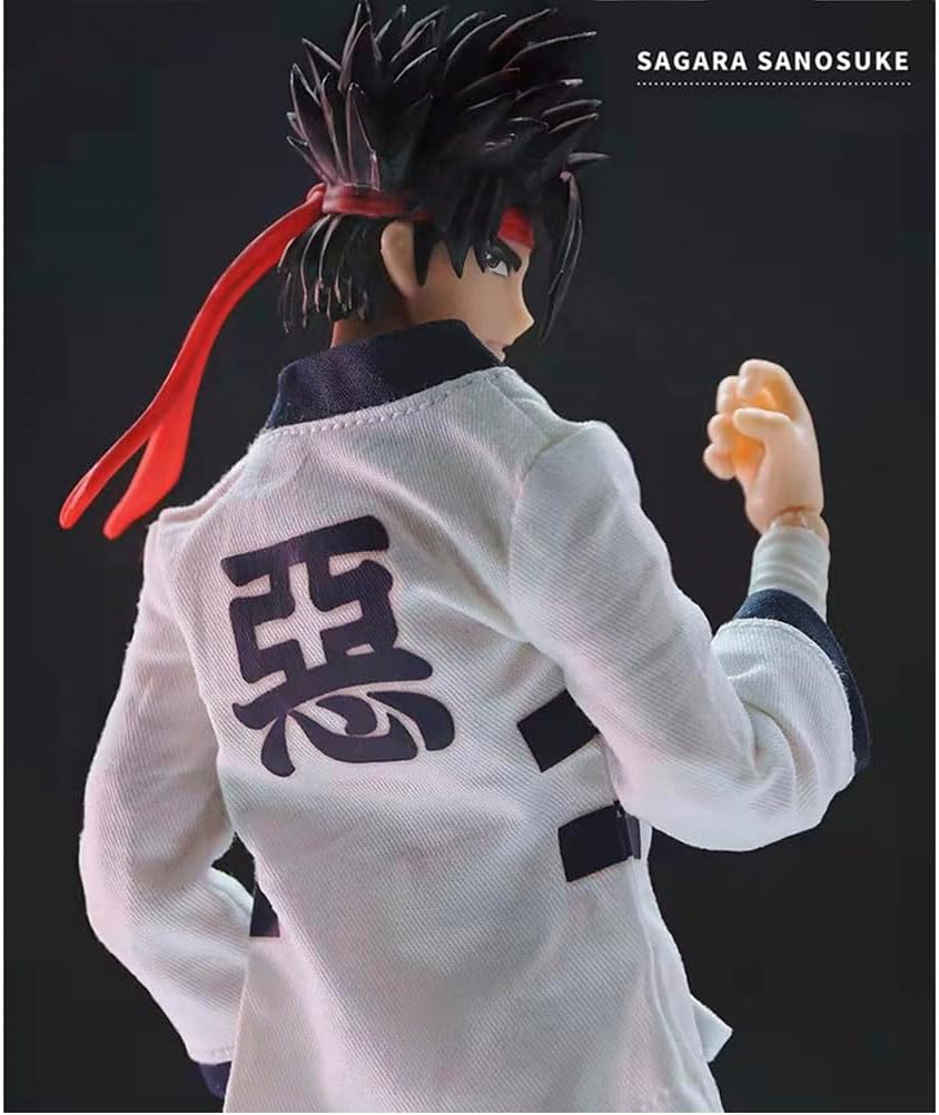 Rurouni Kenshin Meiji Kenkaku Roman,Tan sagara sanosuke 1/12 Scale 17cm,Anime Character Action Figure with Giant Sword, White Combat Outfit, Collectible Model