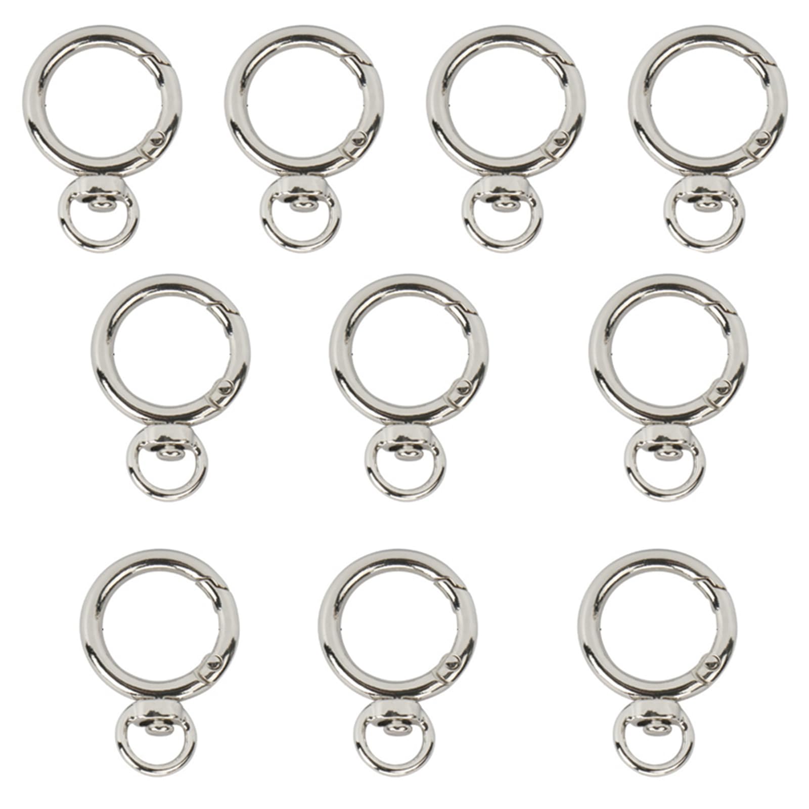 Alksubbm Of 10 Metal Carabiners Keyrings Buckle Metal Spring Clip for Handbag Handle Strap Keychain Craft Jewelry Making Chain Clip