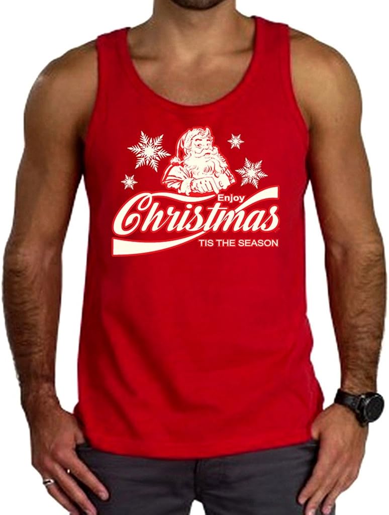 Men's Enjoy Christmas Tee Red Tank Top Red at Amazon Men’s Clothing store