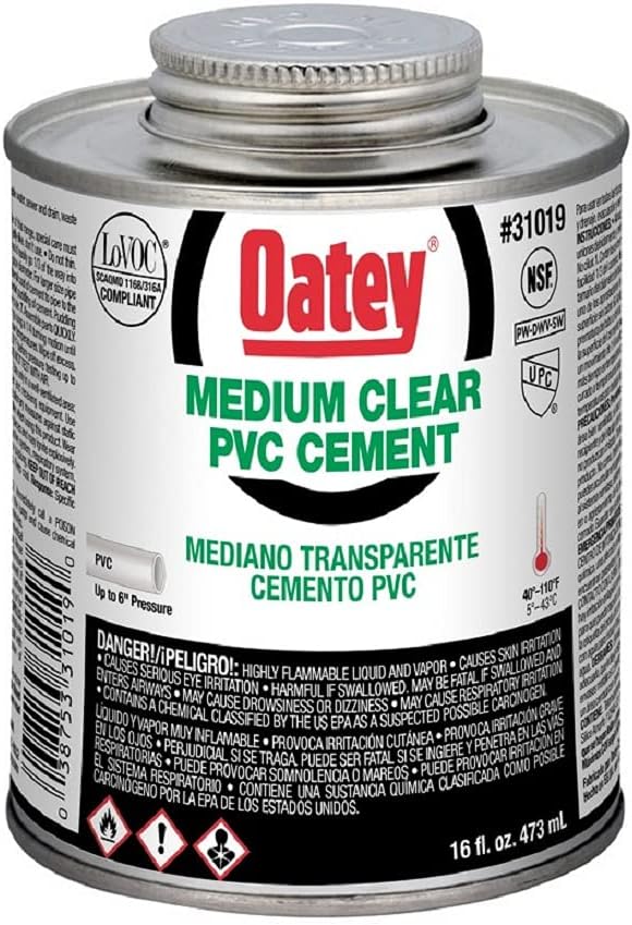 Oatey 31021 PVC Medium Body Clear Cement, 1 Gallon