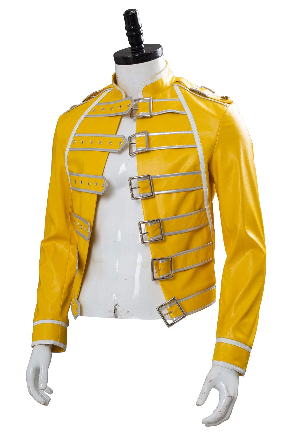 Harrypetter Costume de Cosplay Rock Star pour Homme Bande Rock des Années 80 Steampunk Veste en Cuir pour Concert de Wembley Jaune, M