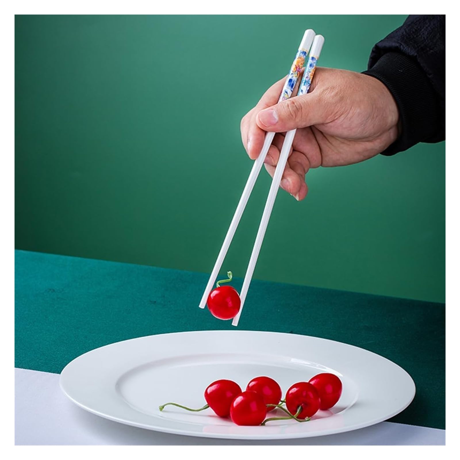 Jeu de baguettes, Ensemble de baguettes en porcelaine chinoise, coffret cadeau, motif Floral émail, réutilisables avec étui(E)