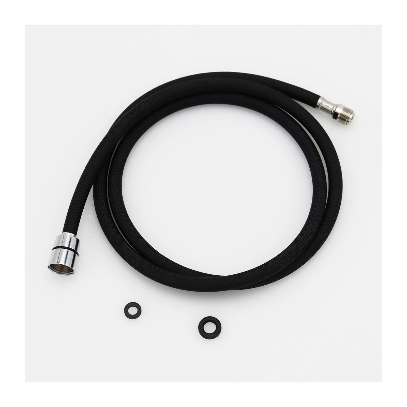 ZYCHSJXA 50cm/60cm/85cm/150cm F1/2 M15*1 Nylon Braided Flexible Water Hose for Kitchen Pull Out Faucet Spinning Black Gray Plumbing(150cm Black)