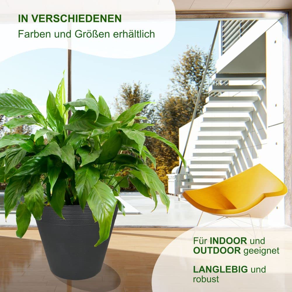 MePla Blumentopf Locarno - runder Pflanzkübel - wetterfestes Pflanzgefäß - UV-beständiger Blumenkübel - Pflanzentopf - Kübel - ø58 - anthrazit
