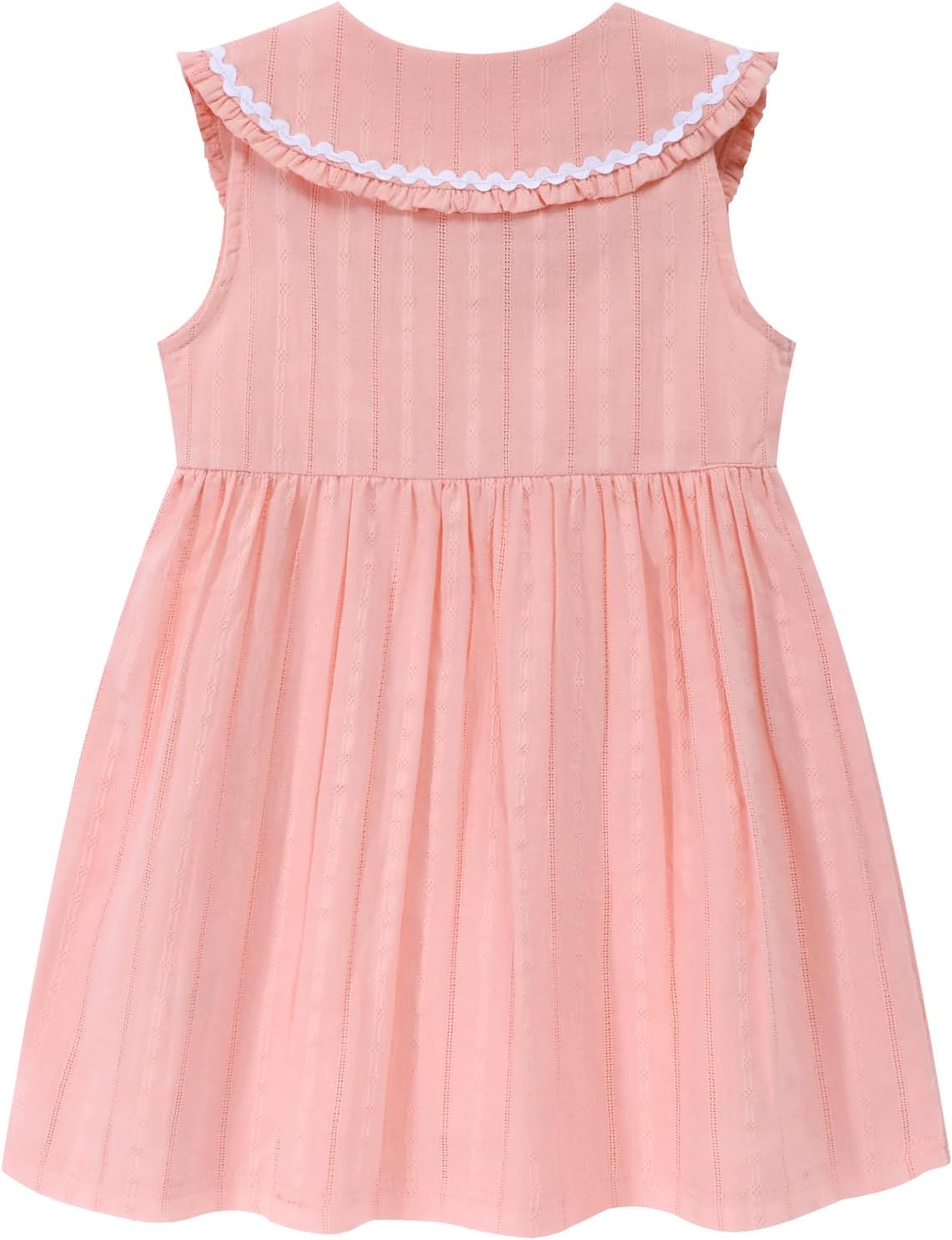 HILEELANG Little Girls Peter Pan Collar Dress Easter Spring Summer Cotton Sleeveless Sundress - Image 3