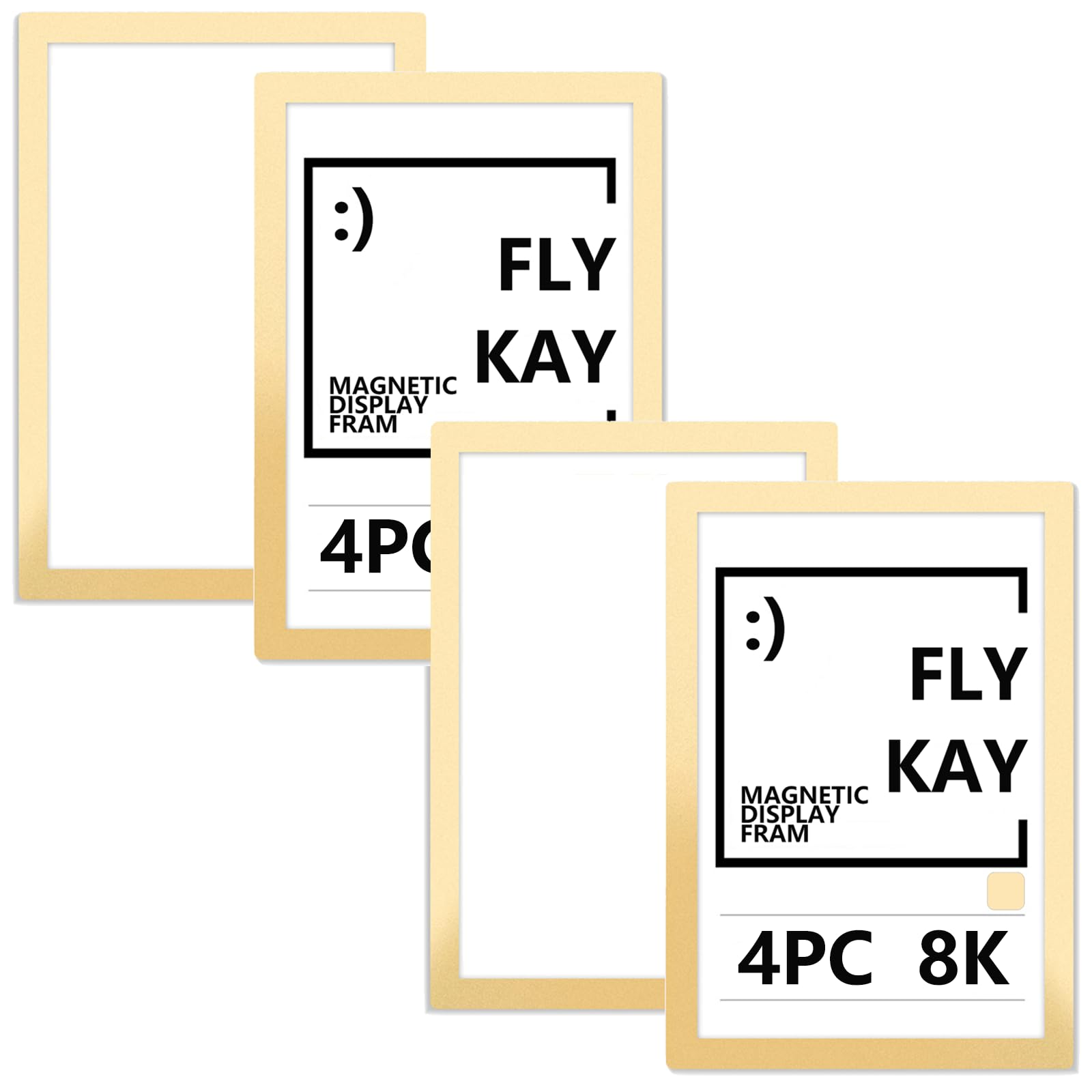 4PCS 8K Magnetic Photo Frames, Self Adhesive Magnetic Picture Diamond Painting Art Display Frame, Waterproof Clear Sign Holders for Notices, Certificate, Poster, Ads, Documents