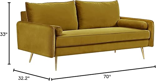 Miniatura 9 de Juego de sofá de terciopelo inspirado en Chesterfield de 2 piezas con patas oblicuas de metal dorado, azul verdoso