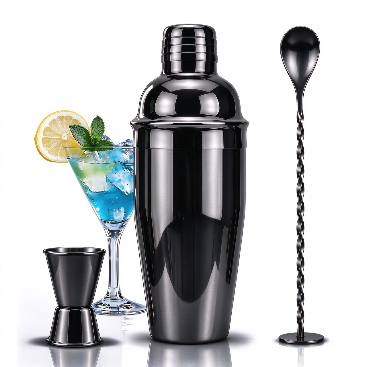 Cocktail Shaker - Martini Shaker with Strainer -12