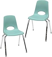 Vista 89 de FDP 13050-LG - Silla escolar apilable de 18 pulgadas, asiento apilable para estudiantes con patas de acero cromado y deslizadores giratorios