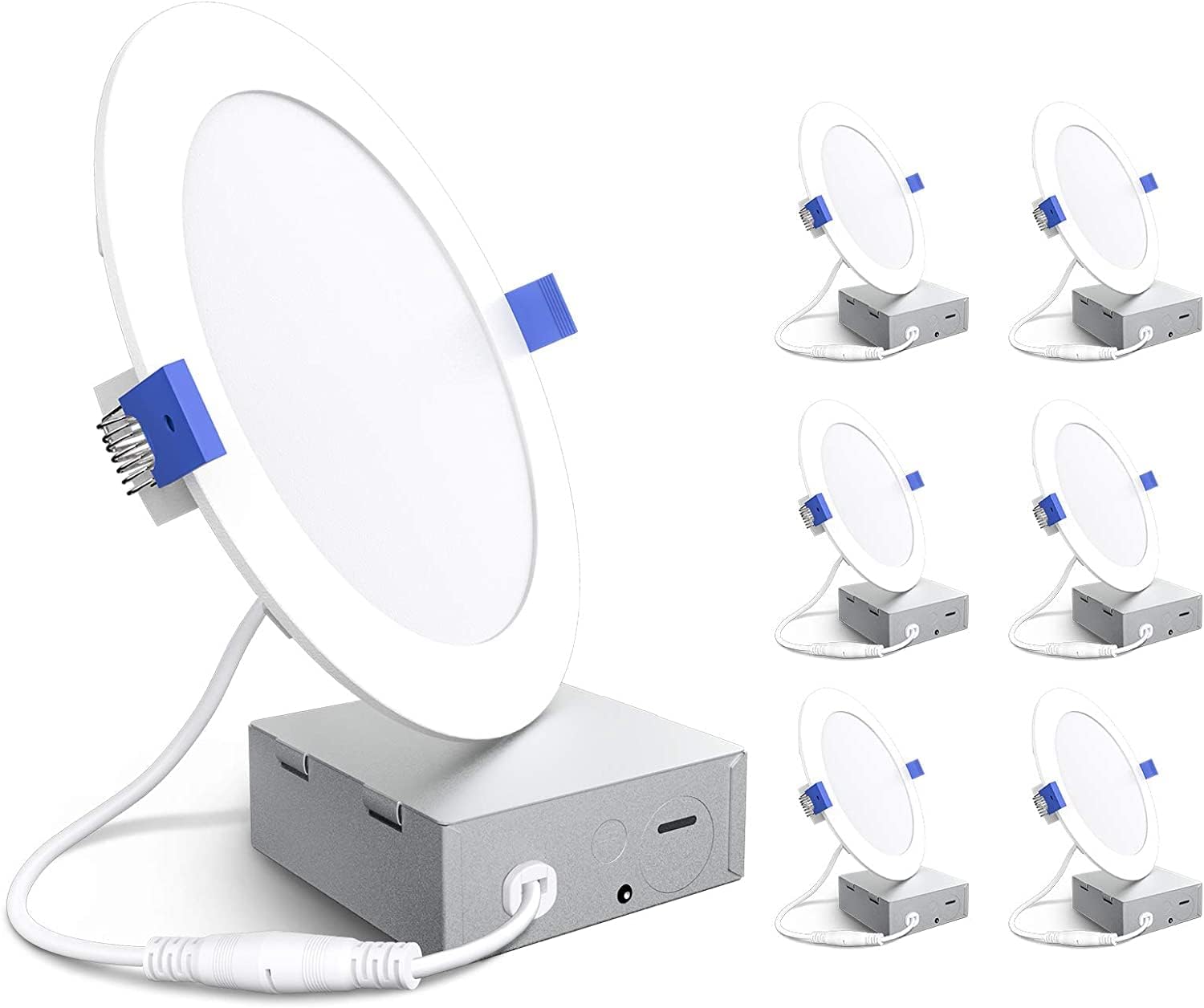 6 Inch Recessed Lighting 3000K Warm White Light Slim Led Downlight Dimmable with Junction Box 12.5W 850lm IC Rated Bbounder Ultra-Thin Canless Recessed Lights ETL and 6 Pack