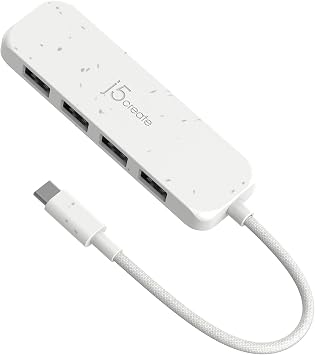 j5create 4-in-1 USB-C to 4-Port Type-A HubEco-Friendly, 4 USB-A