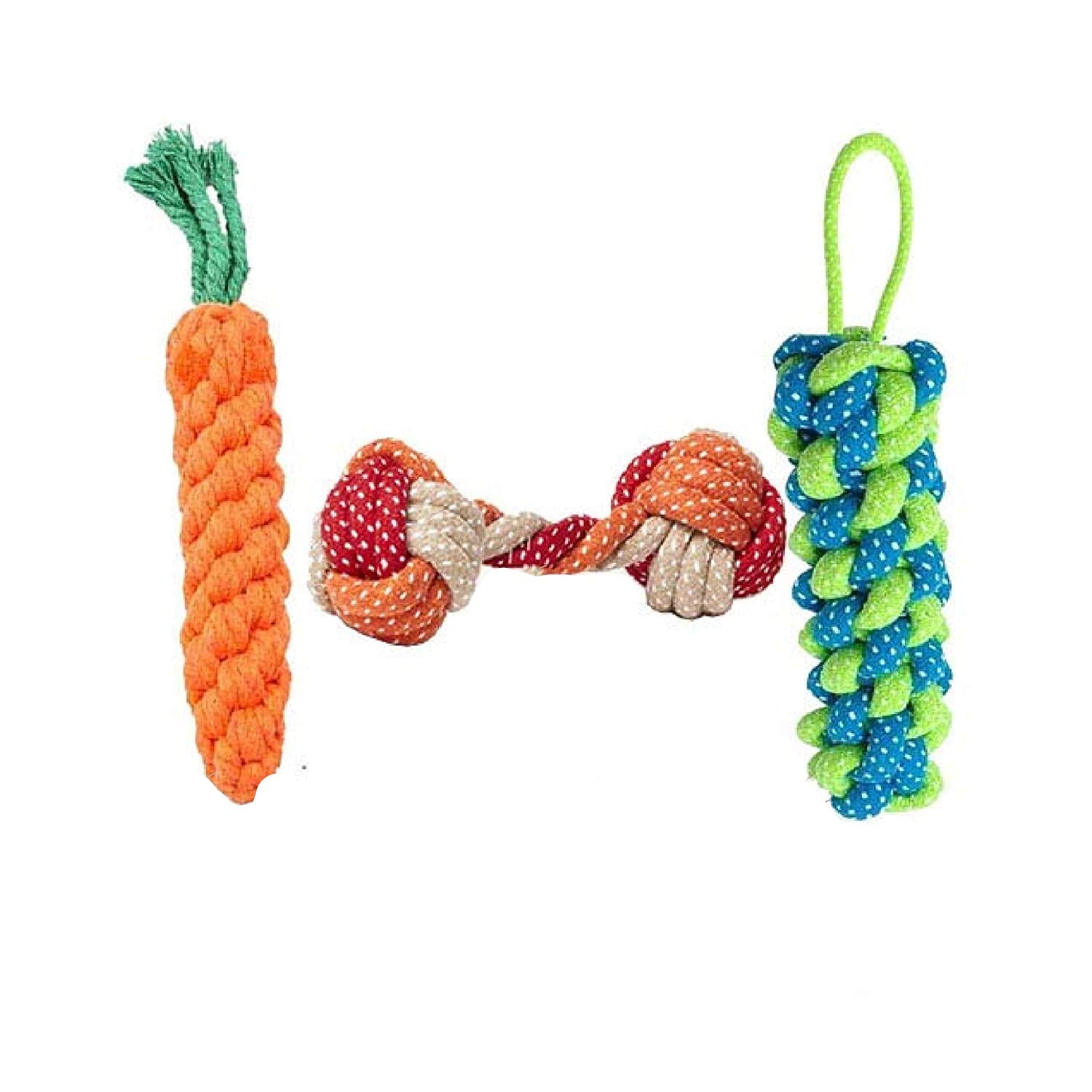 Smart Doggie® Combo Chewable Rope Teething Playing Toy for Puppies, Kittens, and Medium Dogs, Pack of (Carrot, Dumbbell, Hammer Toys) (Color May Vary) (B08YK58ZDG) Amazon Price History, Amazon Price Tracker