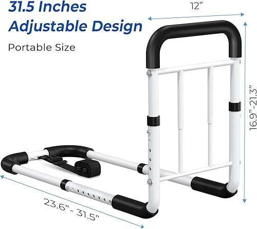 Miniatura 3 de Rieles de cama para adultos mayores de seguridad 2026 – Bastón de cama ajustable que cumple con ASTM con mango ergonómico antideslizante y bolsillo