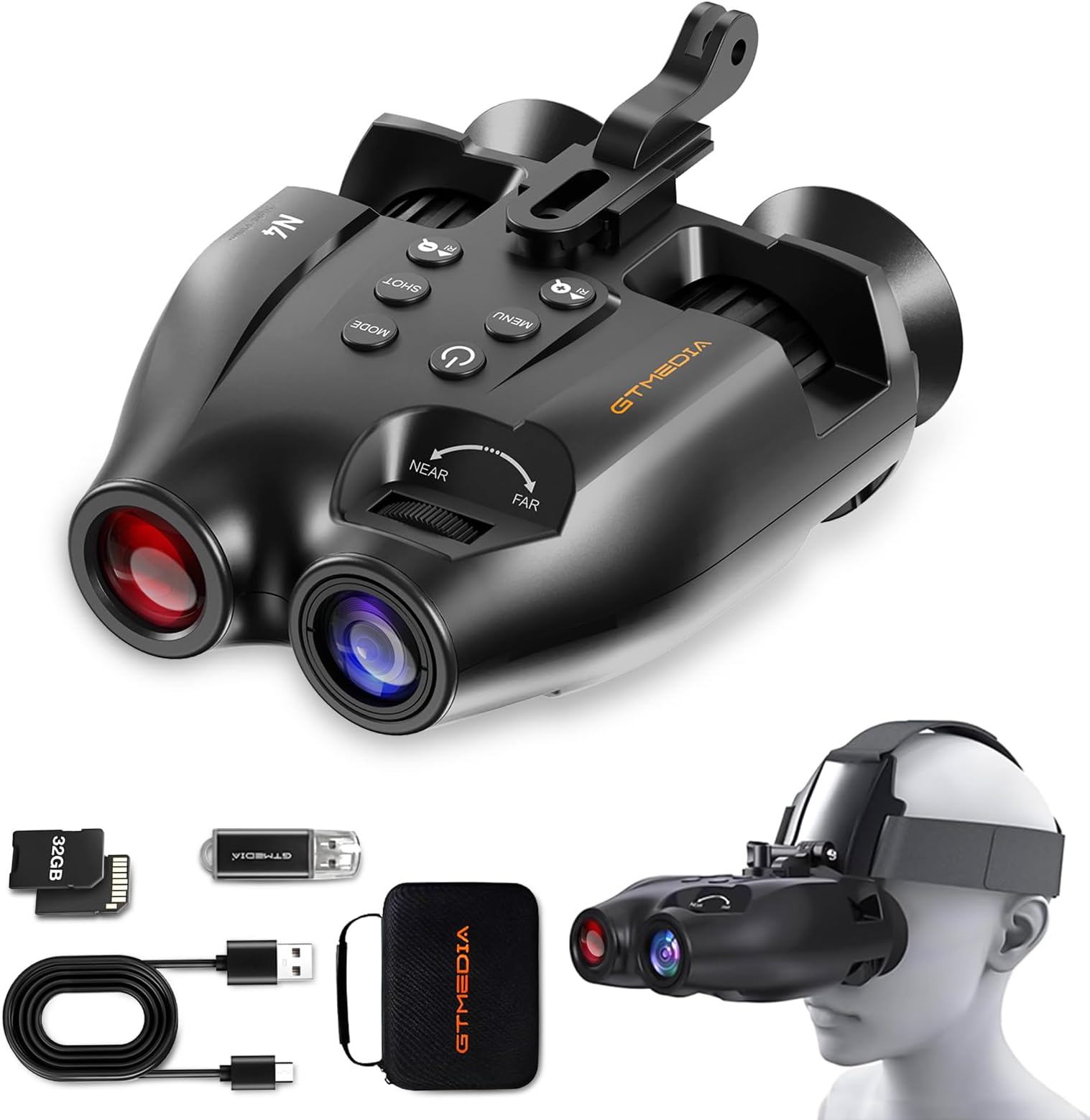 Night Vision Goggles, Night Vision Binoculars with 32GB TF Card, 7 Level IR, 5X Digital Zoom,2000mAh,IP65 Waterproof & for Camping & Security