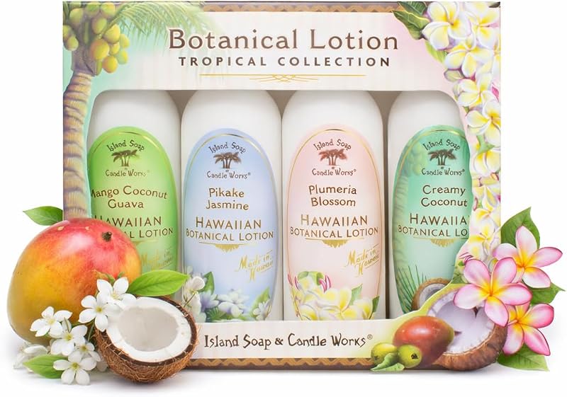 Island Soap & Candle Works Conjunto presente com 4 loções corporais perfumadas de 60 mL