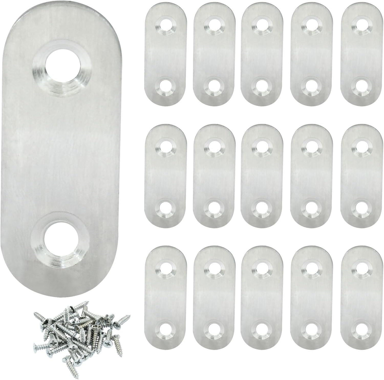16 Pack 1.5 Inch Stainless Steel Flat Plate Straight Bracket Flat Metal Brace Bracket, 40mm Metal Brackets Mending Repair Plate Brace with Screws for Wood Straight Brace