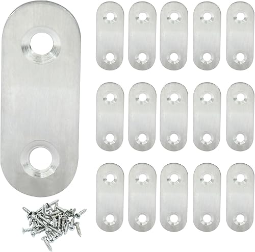 Paquete de 16 soportes rectos de placa plana de acero inoxidable de 1.5 pulgadas, soporte de metal plano de 1.5 pulgadas, soportes de metal de 1.5