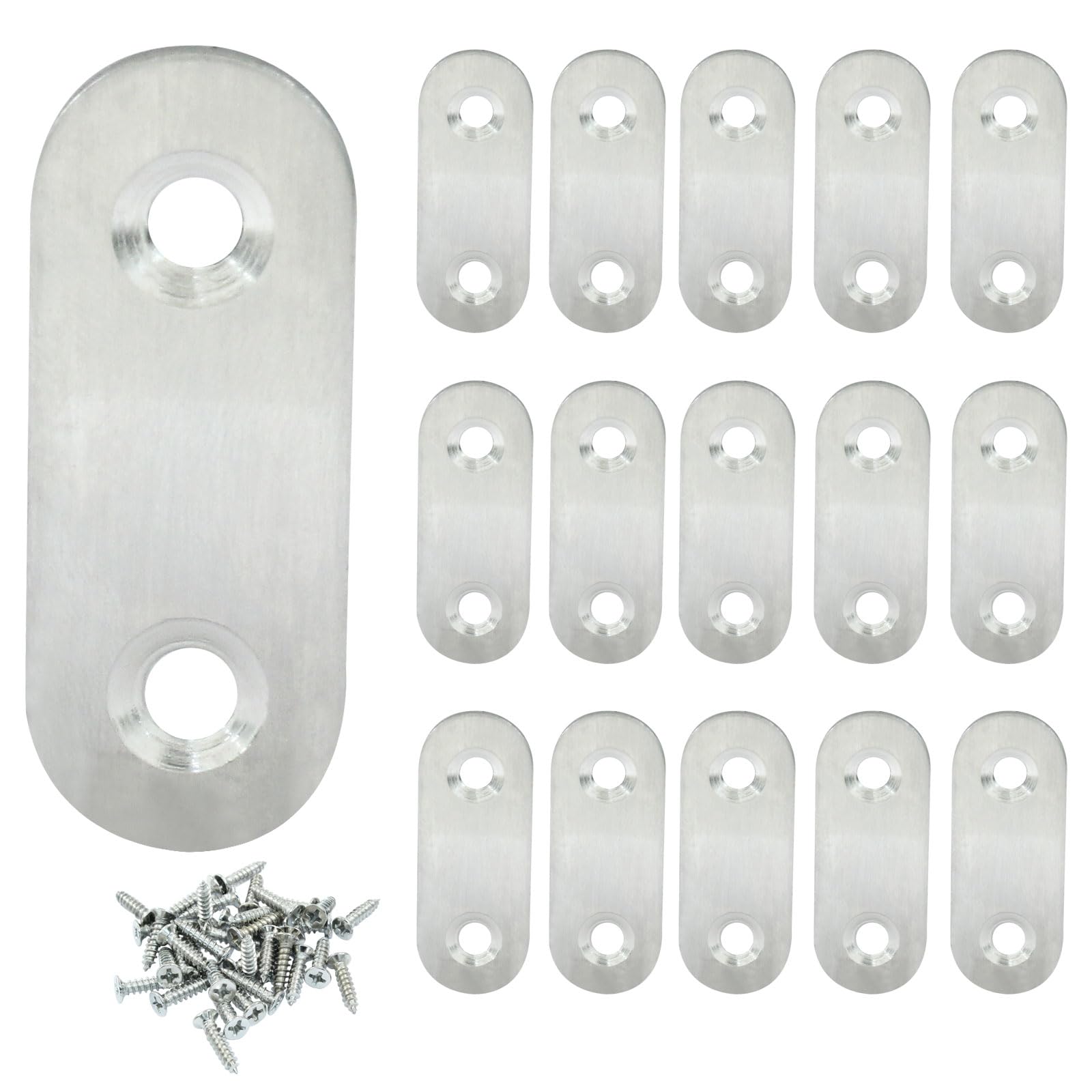 16 Pack 1.5 Inch Stainless Steel Flat Plate Straight Bracket