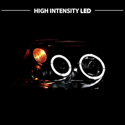 Miniatura 6 de AmeriLite para 1999-2005 Volkswagan Jetta Faros Delanteros de Proyector de Repuesto LED Halos Negros, Conjunto de Luces Antiniebla - Lado del