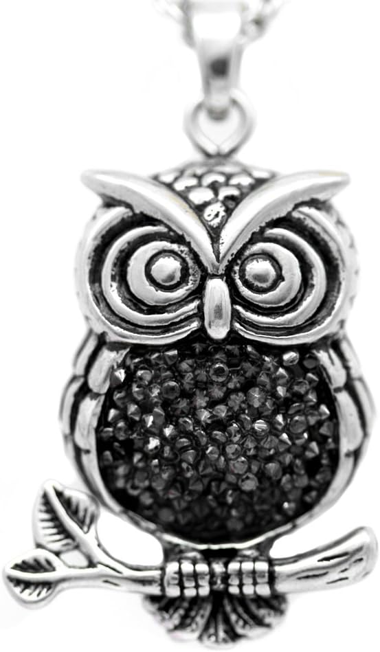 Controse Women's Silver-Toned Stainless Steel Mid-Nighter Owl Necklace 27"