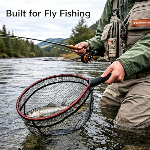 BasicGear Ultra-Light Aluminum Landing Net for Flying Fishing, Trout, 17 inch - image 2