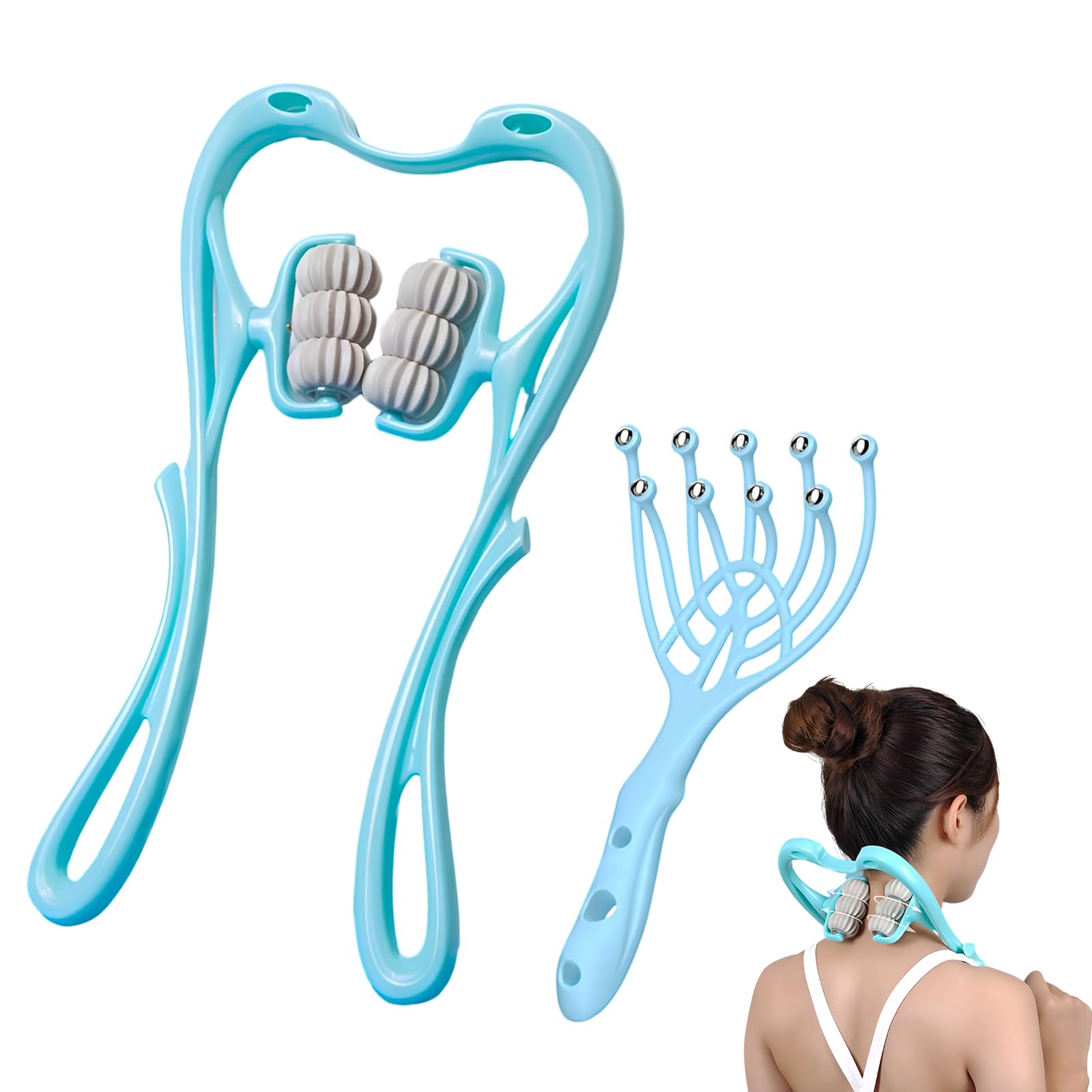 Dual-Head Neck and Shoulder Massager (Manual Trigger-Point Roller)