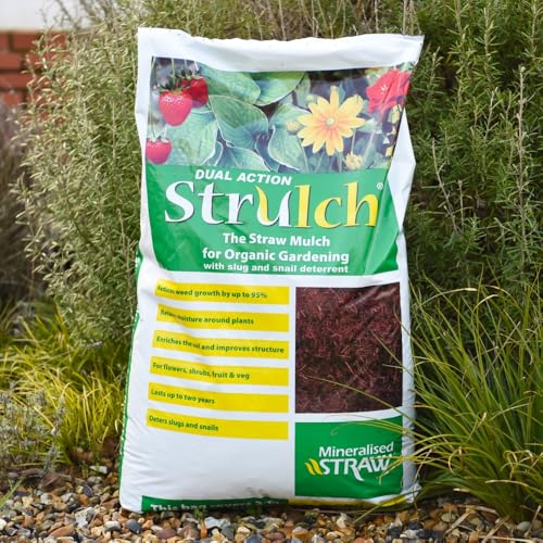 Strulch Mineralised Straw Garden Mulch 1x 100 Litre Bags - Natural Straw Mulch - Perfect as a Natural Slug & Snail Deterrent - Mulches for Gardens UK - by Thompson and Morgan
