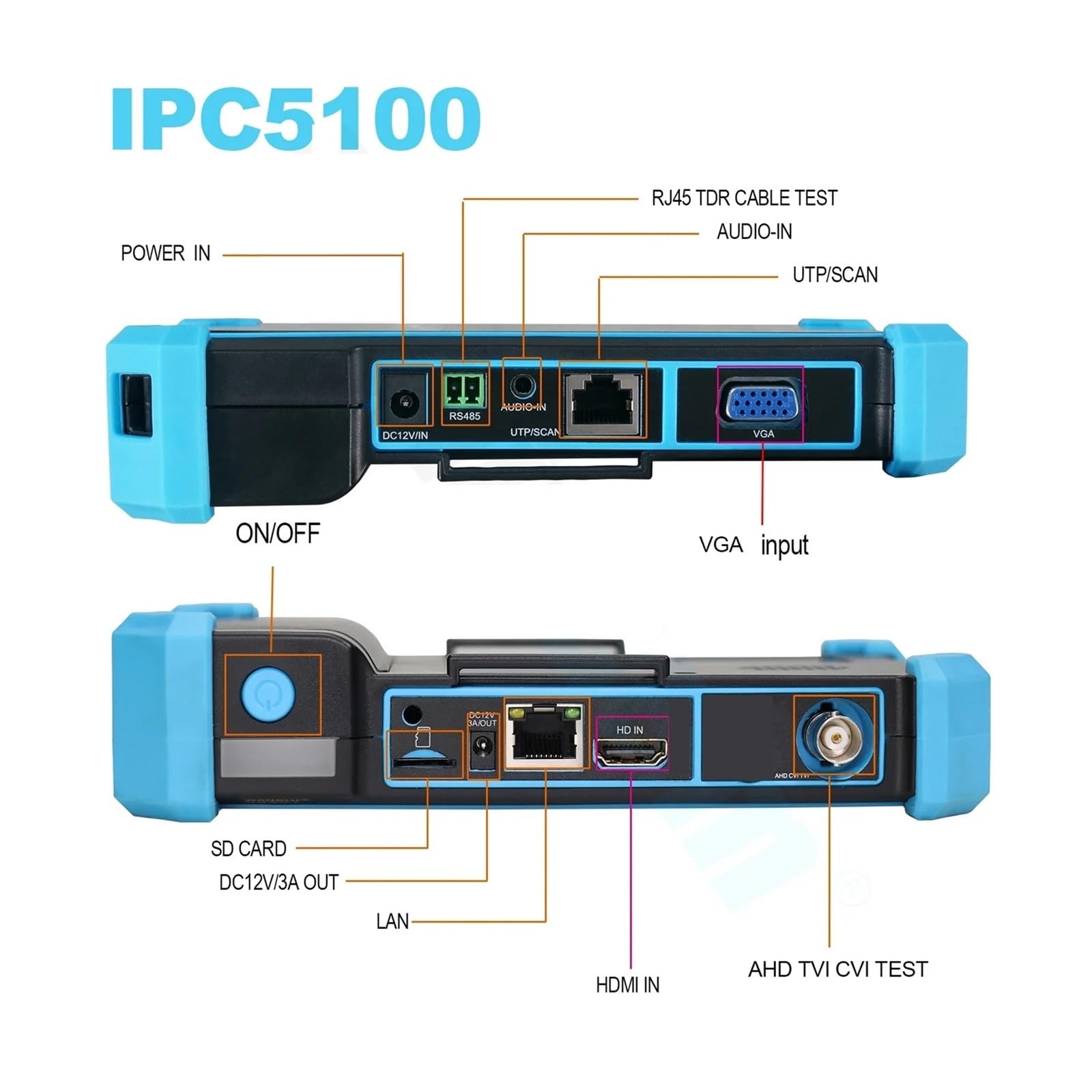Tester CCTV 5,4-calowy Monitor Testowy CCTV HD Koncentryczny 8MP IP CVI TVI AHD SDI Analogowe Wejście Vga 4k Wielofunkcyjny Tester Kamery IP H.265(IPC-5200C Plus)