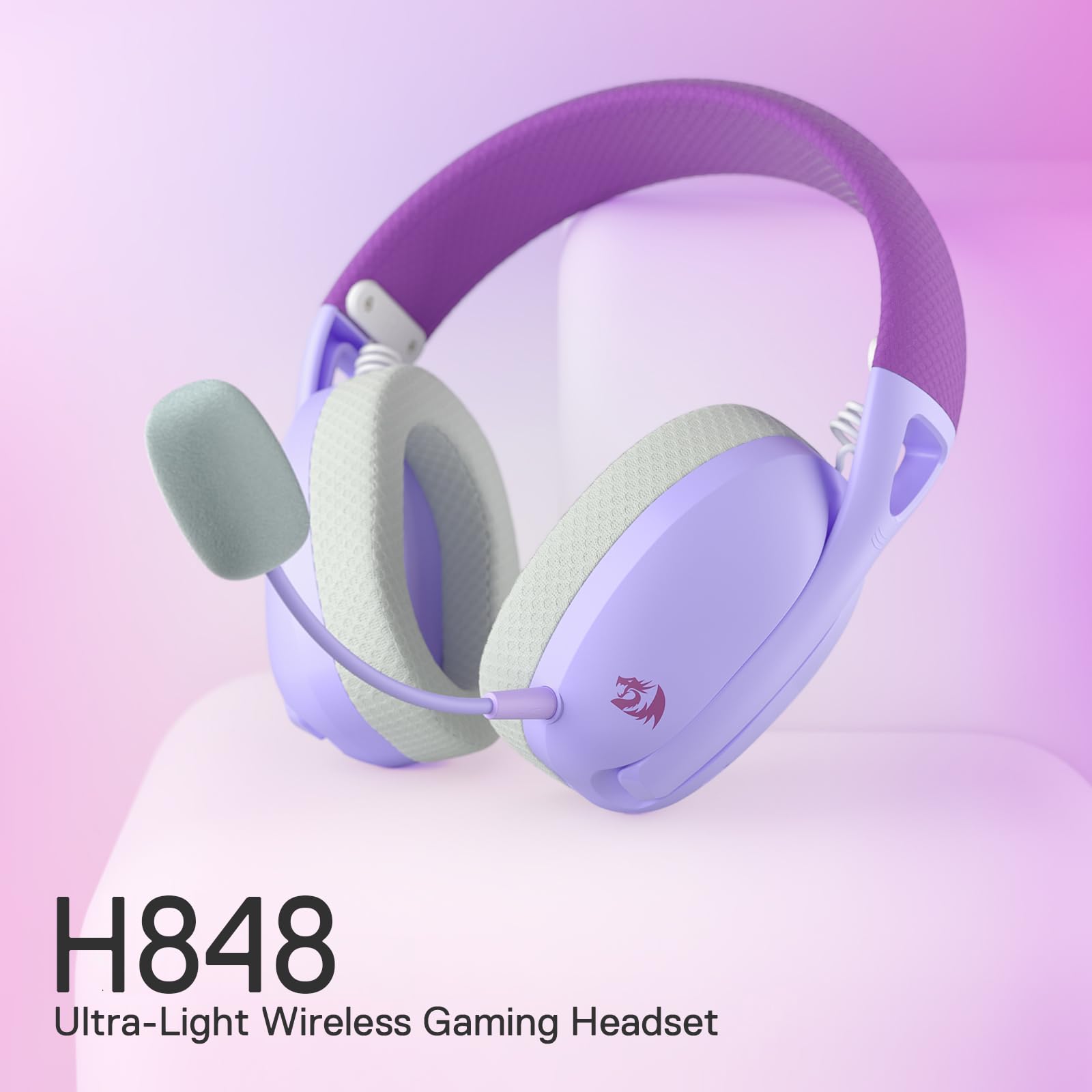 Redragon H848 Bluetooth Wireless Gaming Headset – Leggero – 7.1 Surround Sound – 40 mm driver – Microfono rimovibile – Piattaforme multiple per PC, PS5/4/3, Switch, Telefono cellulare viola