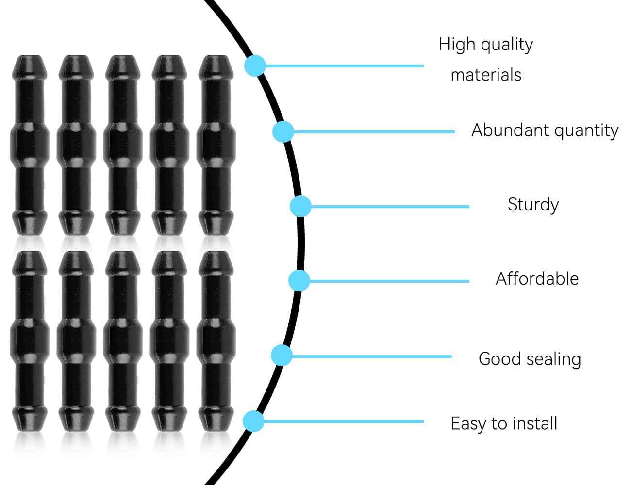 UENXRXE 30 Pièces Connecteurs De Tuyau De Voiture,4Mm Tuyau De Système De Lave-Glace,Tuyau De Lave-Glace Universel,Adaptateur De Tuyau D'Eau Anti- Éclaboussures,Raccord Tuyau Lave Glace(Noir/Blanc